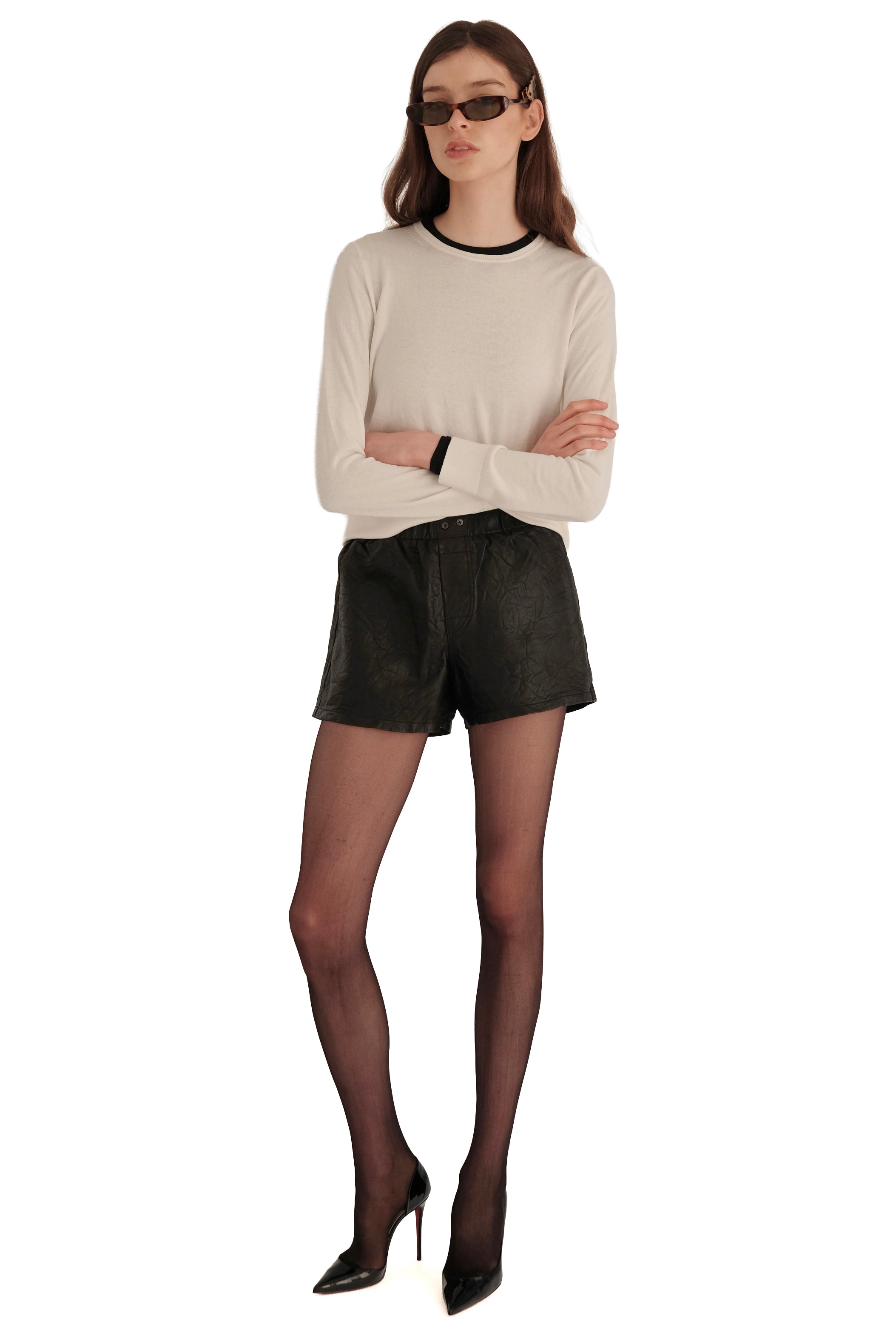 Zadig & Voltaire Pax Crinkled Leather Shorts