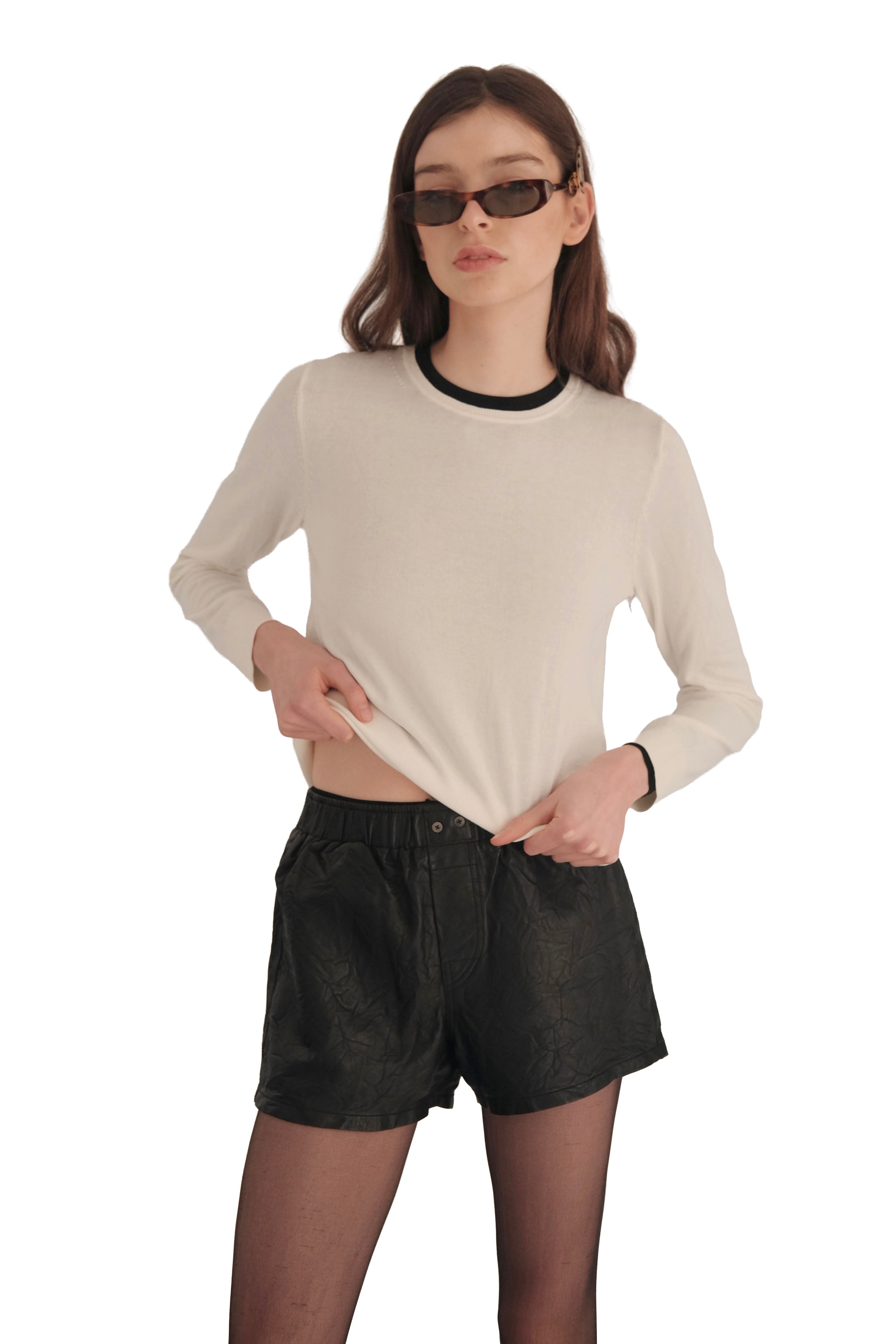 Zadig & Voltaire Pax Crinkled Leather Shorts
