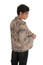 AllSaints 'Mt. Landscape' Printed Suede Leather Trucker Jacket