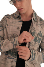 AllSaints 'Mt. Landscape' Printed Suede Leather Trucker Jacket