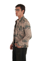 AllSaints 'Mt. Landscape' Printed Suede Leather Trucker Jacket