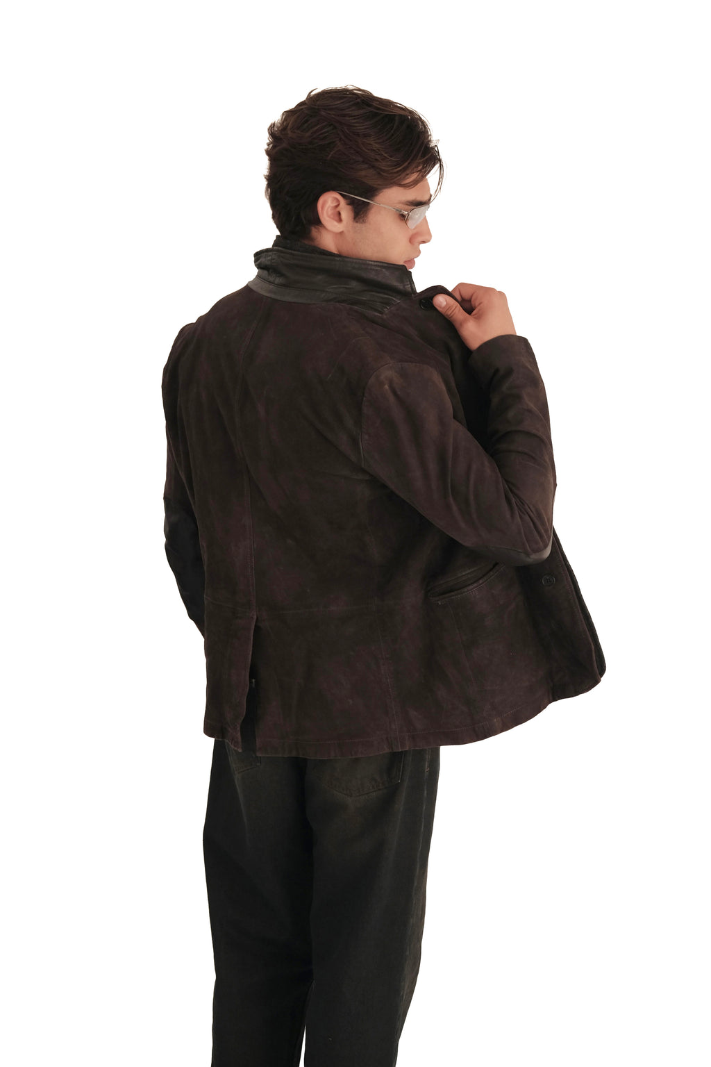 AllSaints Survey Double Layer Waxed Suede Blazer