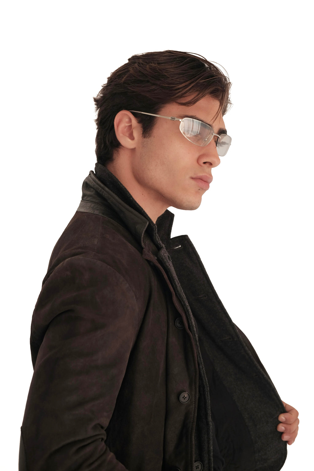 AllSaints Survey Double Layer Waxed Suede Blazer