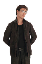 AllSaints Survey Double Layer Waxed Suede Blazer
