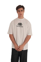 Balenciaga BB Logo Printed Cotton White T-Shirt