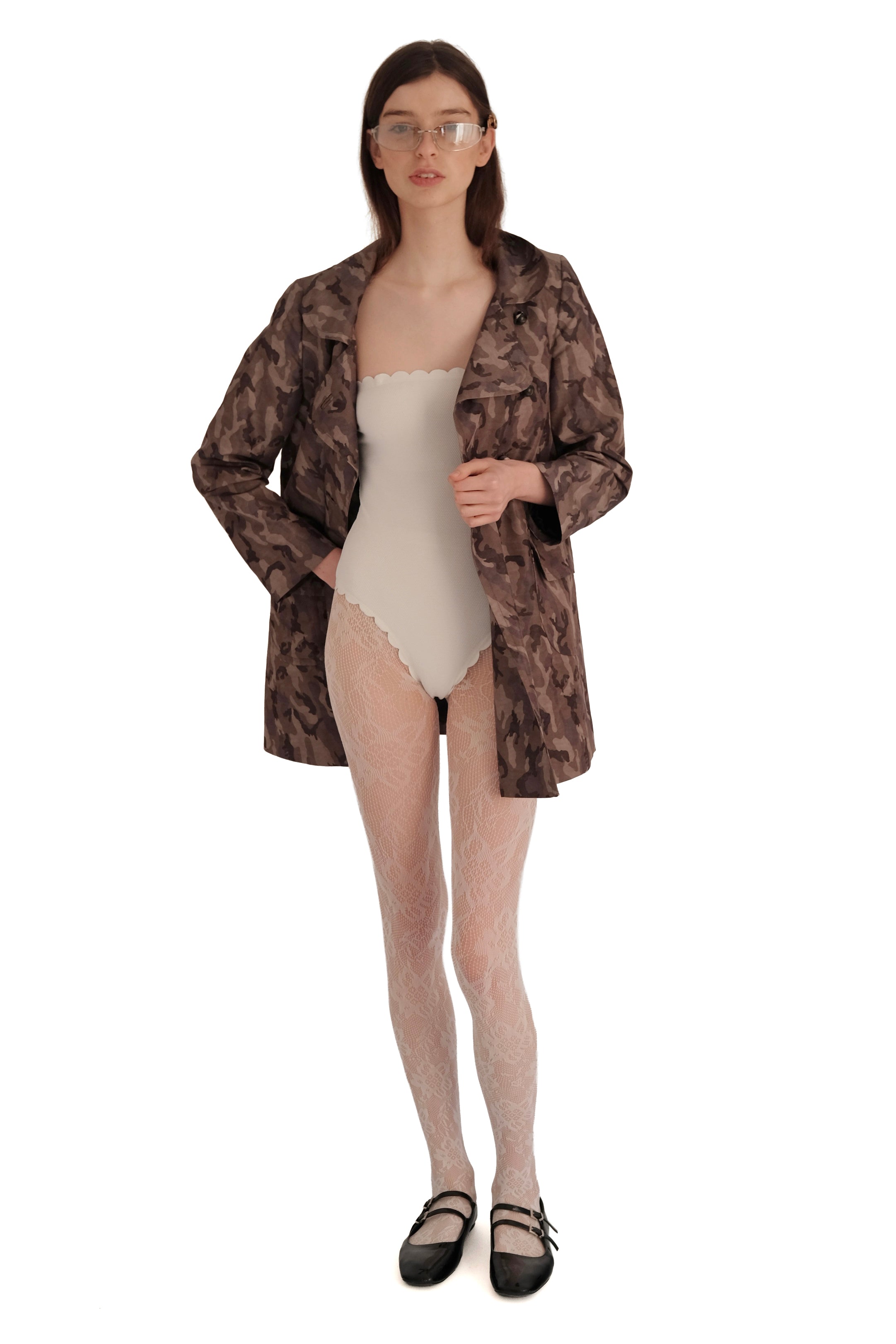 Prada Silk Camouflage Double-Breasted Jacket