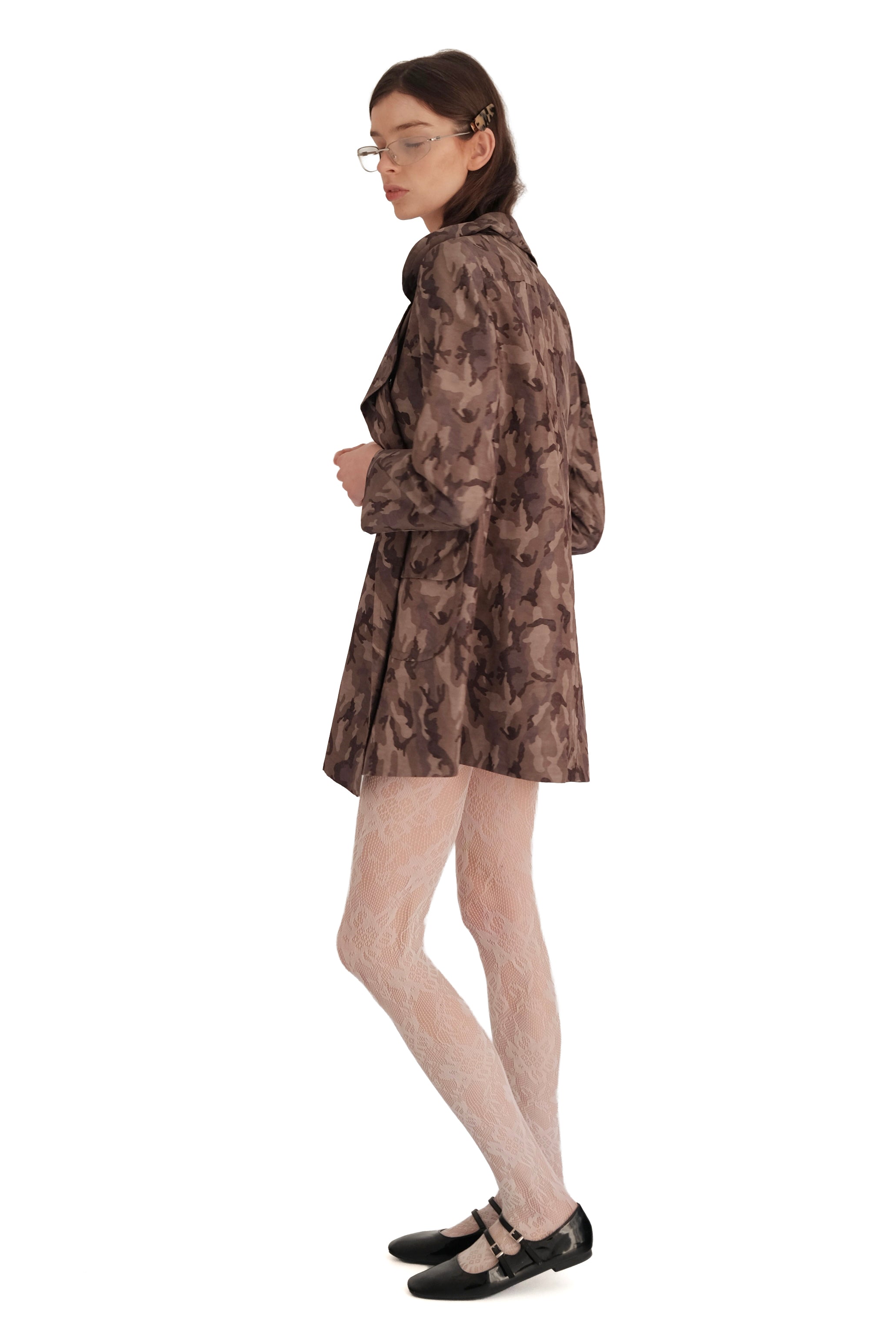 Prada Silk Camouflage Double-Breasted Jacket
