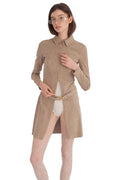 Jitrois Agatha Stretch Suede Zip Front Belted Dress