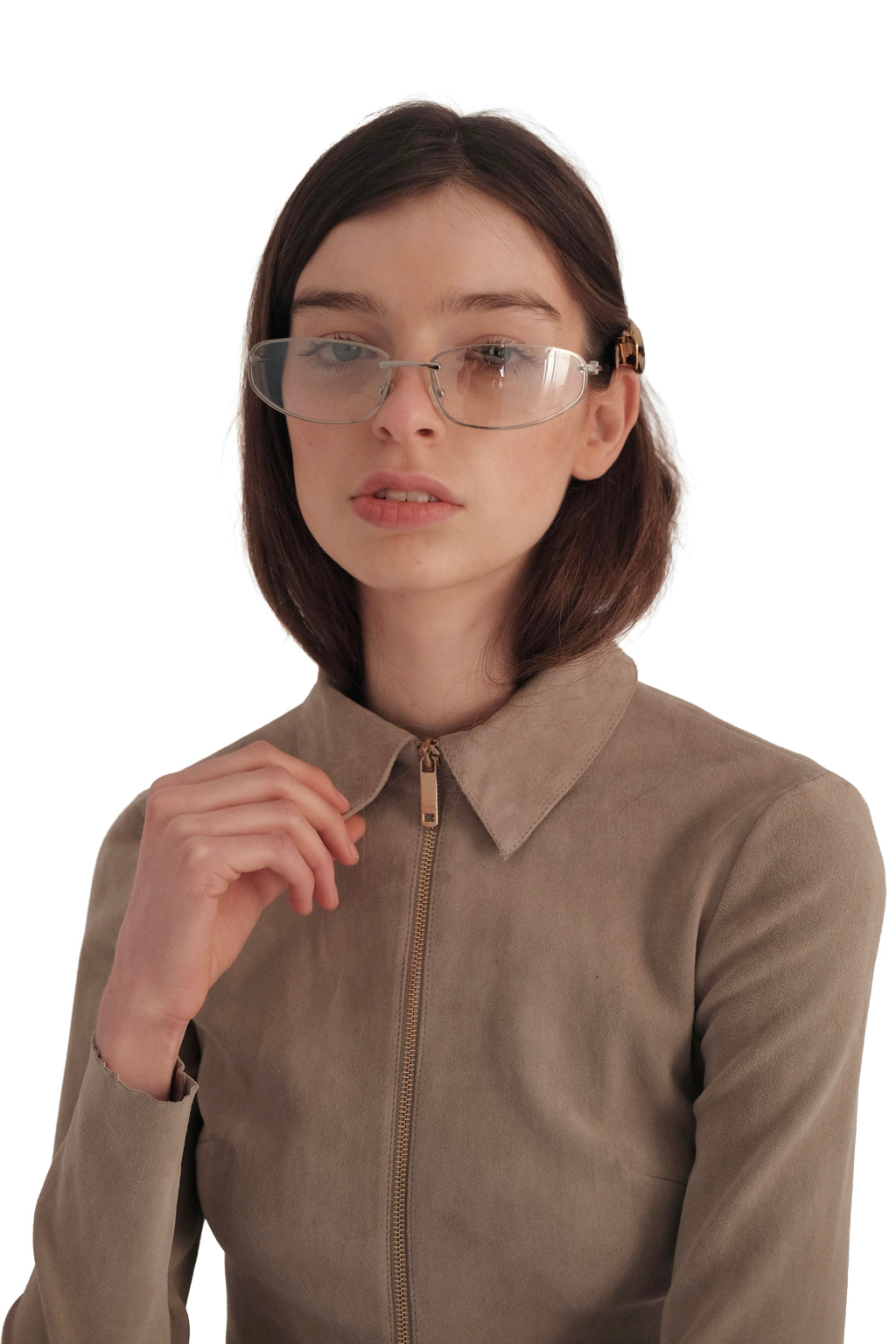 Jitrois Agatha Stretch Suede Zip Front Belted Dress