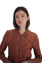 Dolce & Gabbana Archival Y2K Distressed Brown Leather Bomber Jacket
