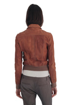 Dolce & Gabbana Archival Y2K Distressed Brown Leather Bomber Jacket