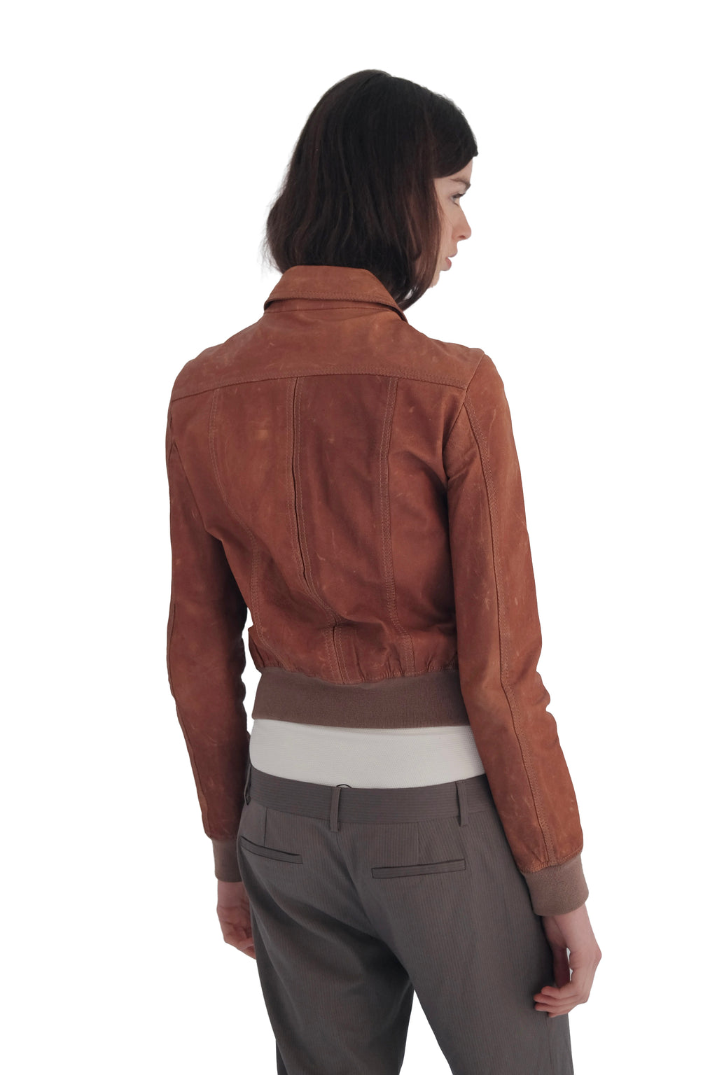 Dolce & Gabbana Archival Y2K Distressed Brown Leather Bomber Jacket