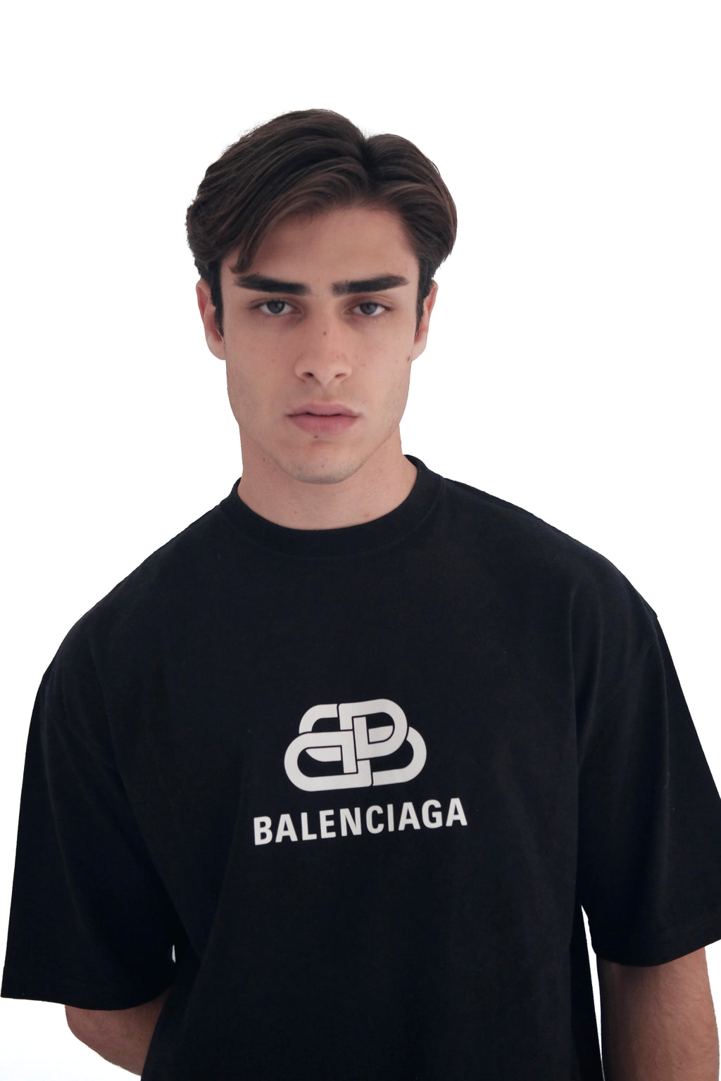 Balenciaga BB Logo Printed Cotton Black T-shirt