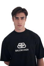 Balenciaga BB Logo Printed Cotton Black T-shirt