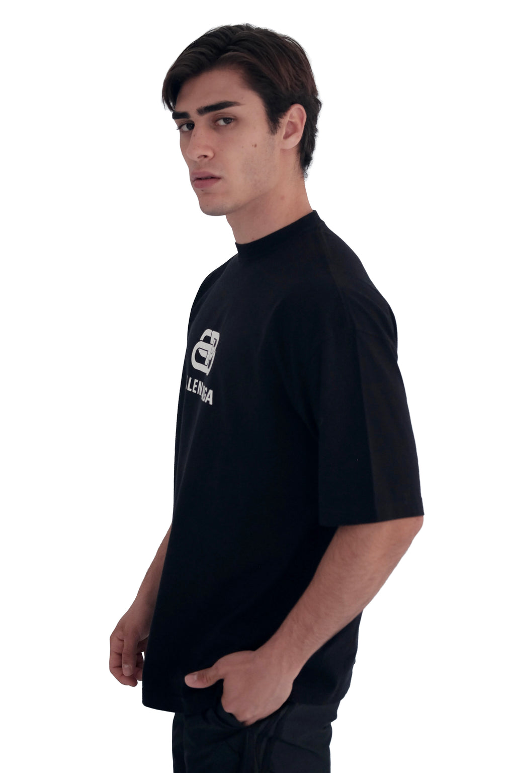 Balenciaga BB Logo Printed Cotton Black T-shirt