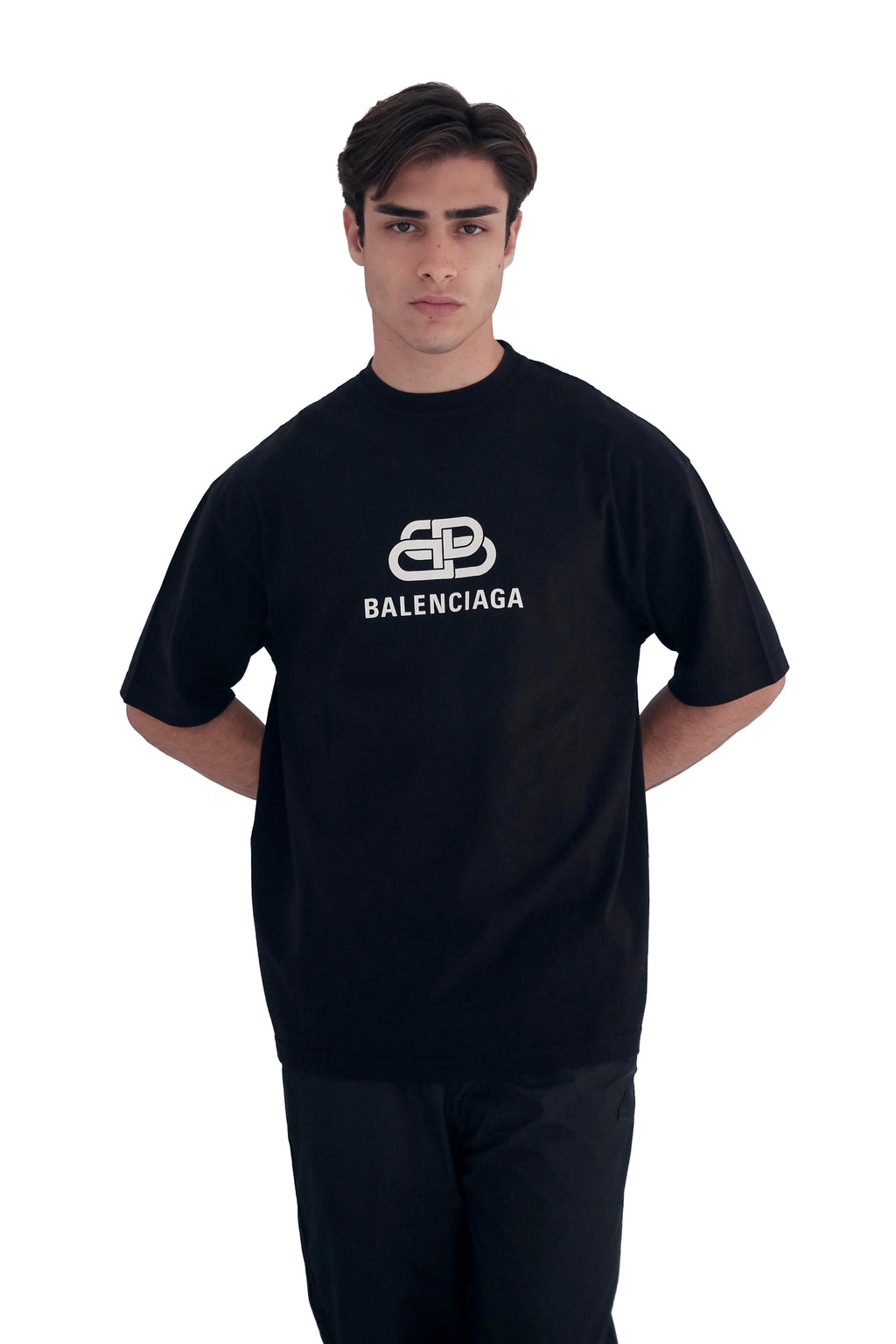 Balenciaga BB Logo Printed Cotton Black T-shirt