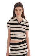 Miu Miu Striped Cotton Crochet Polo and Mini Skirt Set