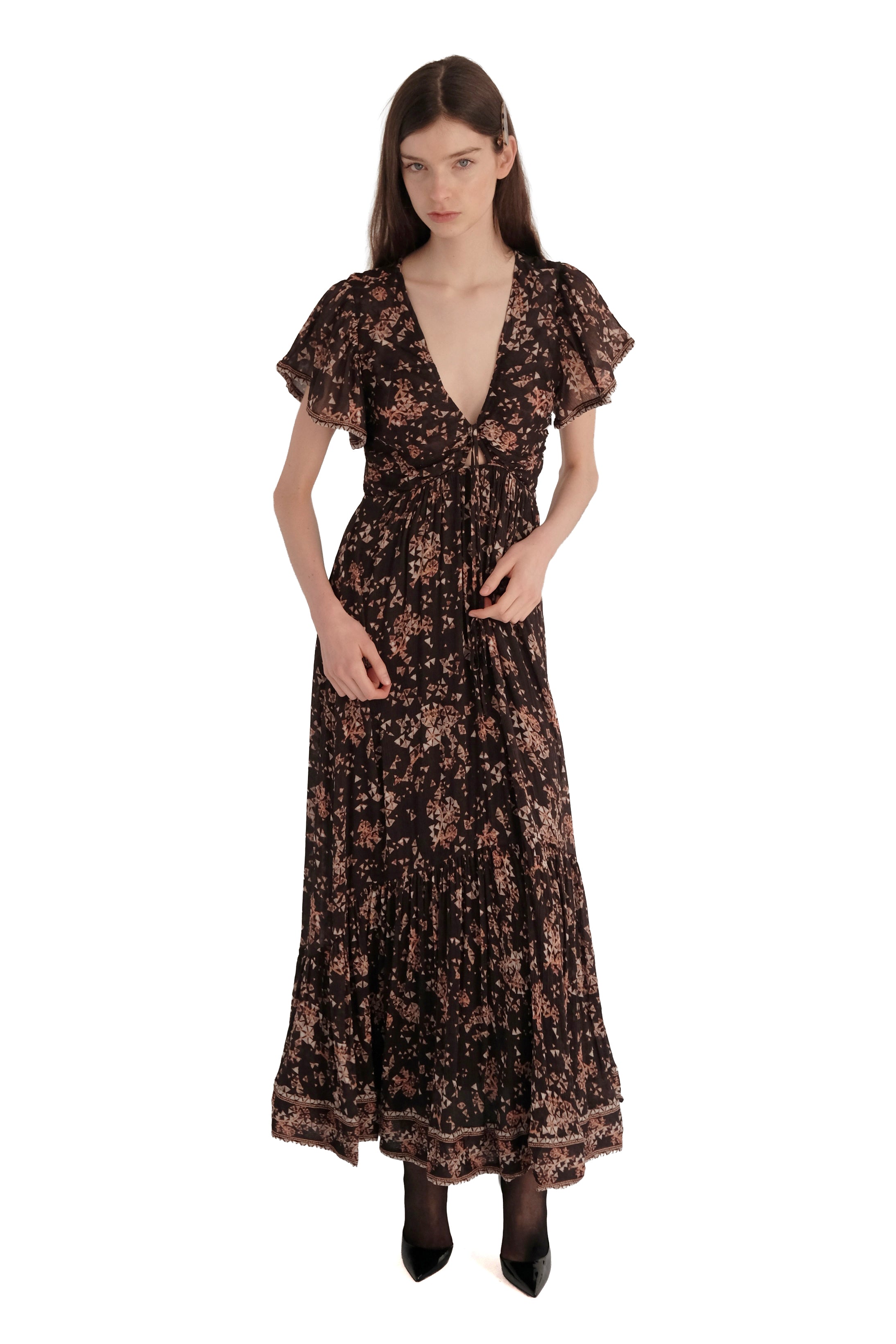 Isabel Marant Agathe Tiered Printed Cotton and Silk-Blend Crepon Maxi Dress