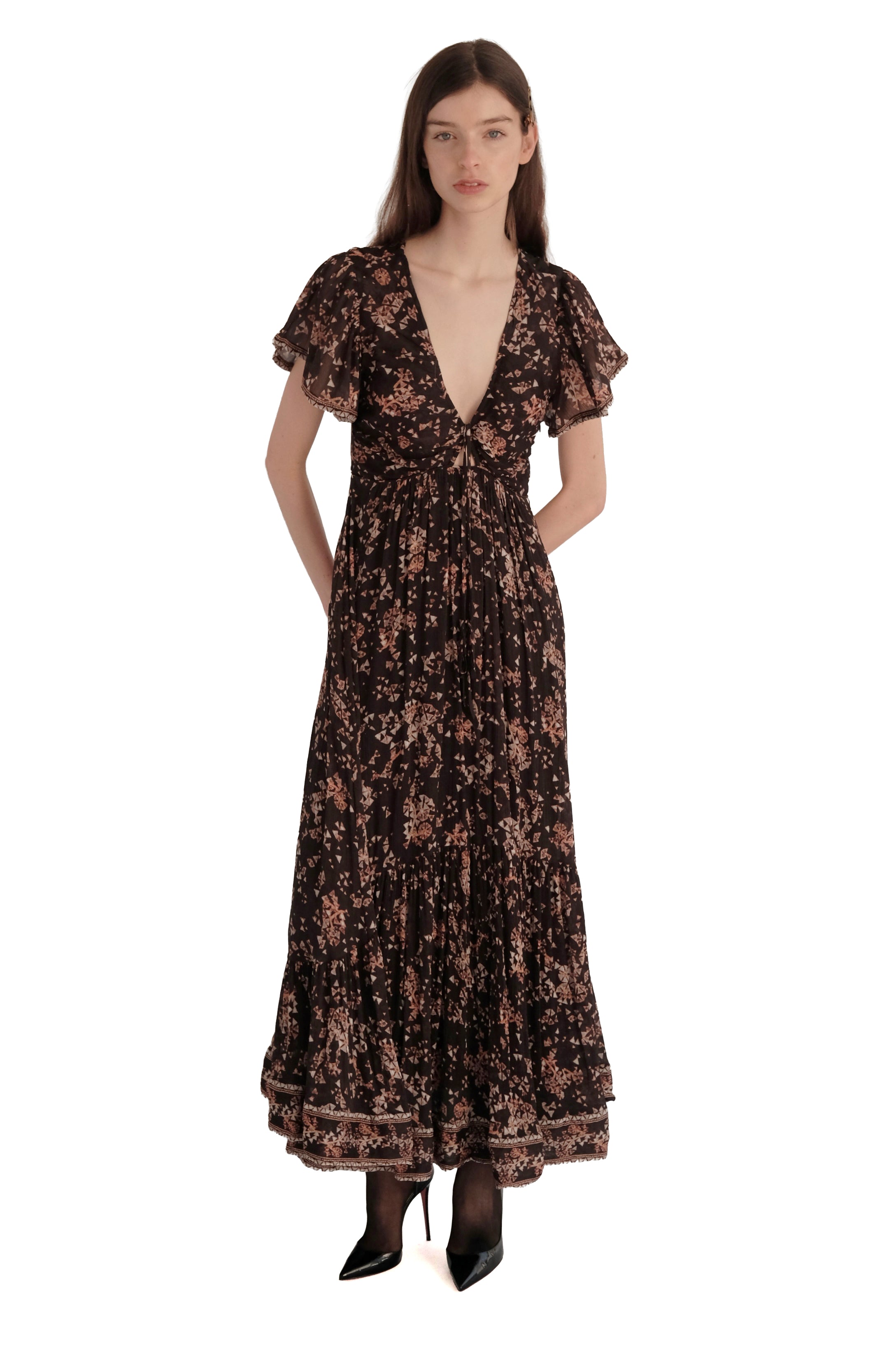 Isabel Marant Agathe Tiered Printed Cotton and Silk-Blend Crepon Maxi Dress