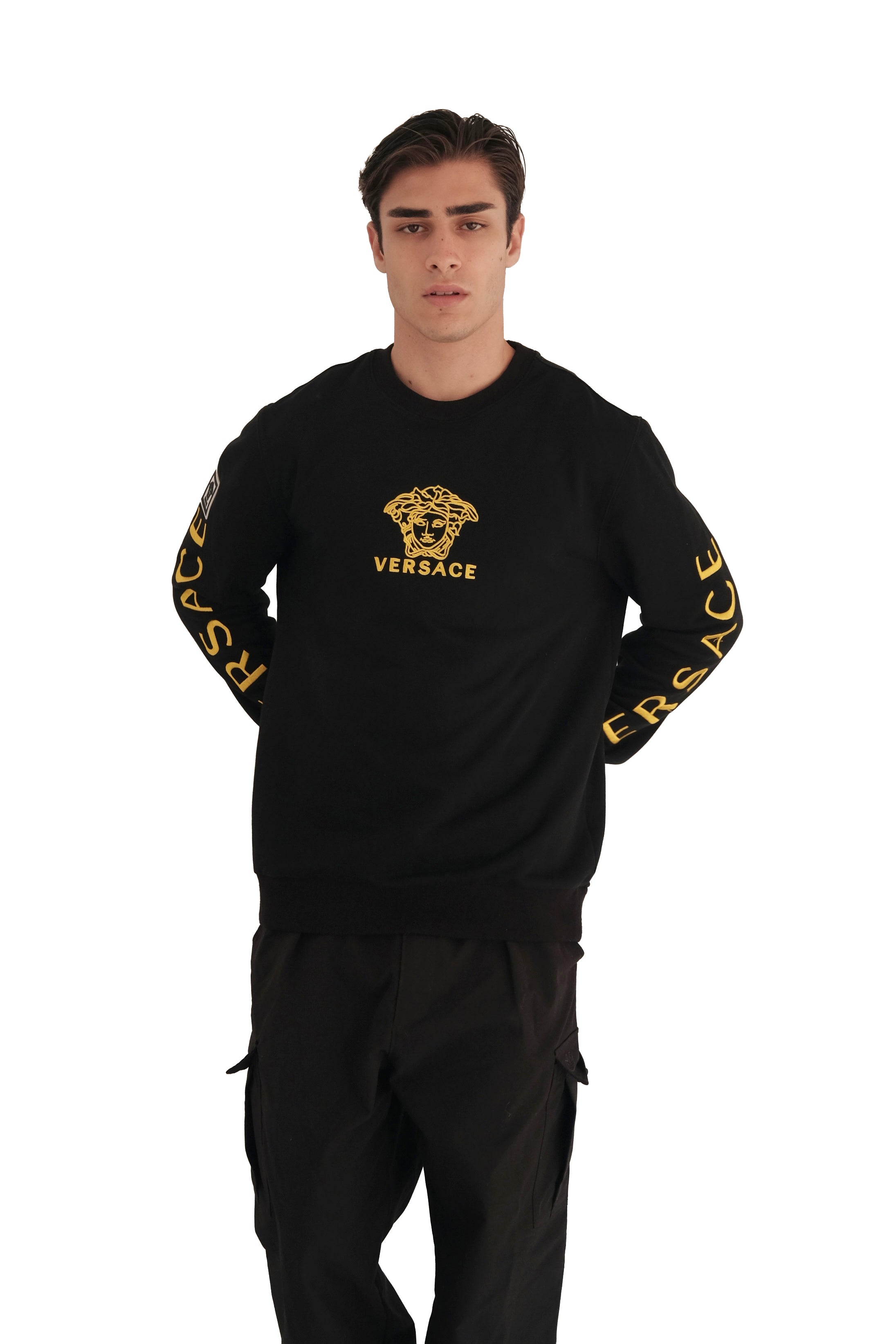 Versace Medusa Logo Sleeve-Embroided Sweatshirt