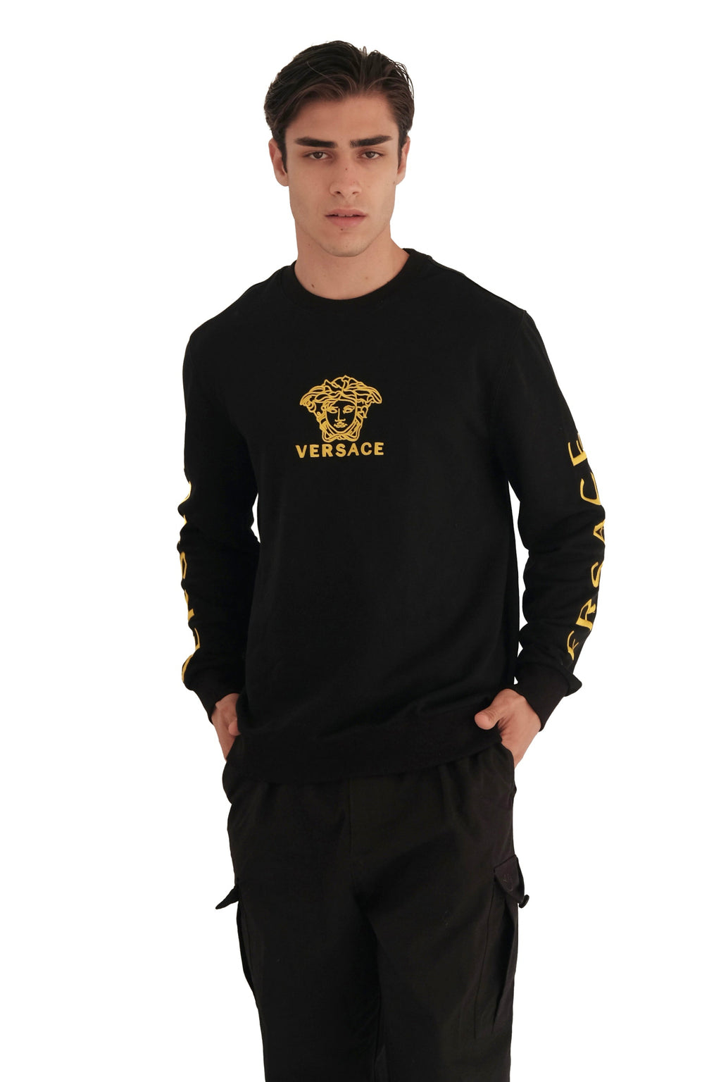 Versace Medusa Logo Sleeve-Embroided Sweatshirt