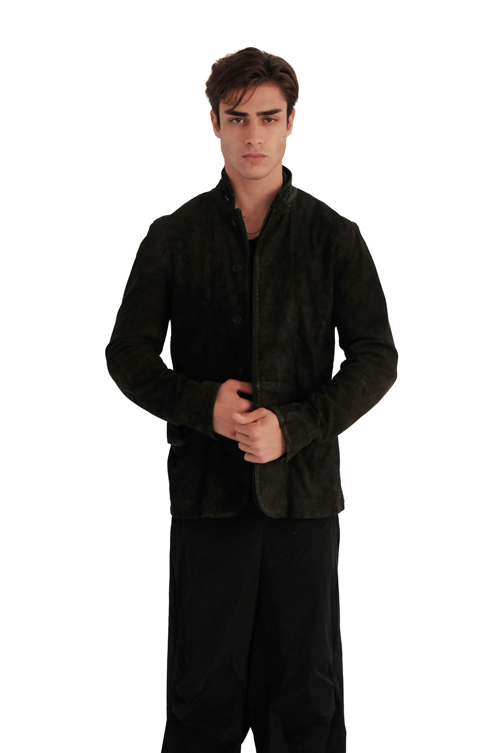 AllSaints Olive Suede Leather Jacket