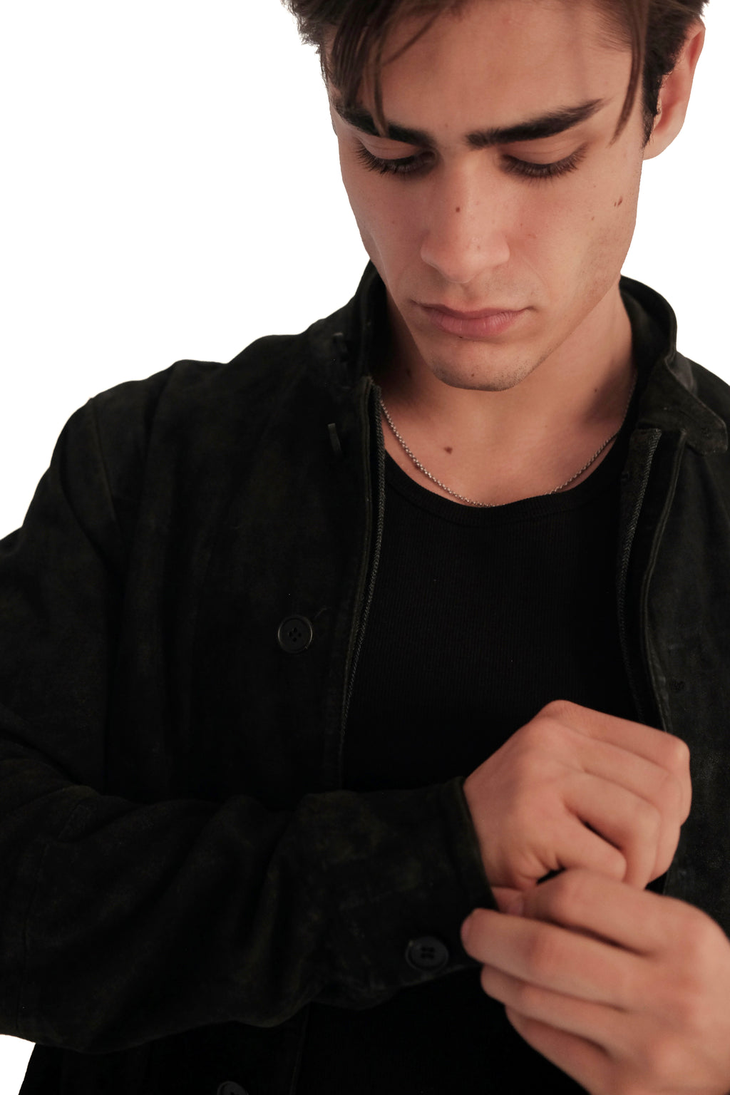AllSaints Olive Suede Leather Jacket