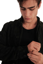 AllSaints Olive Suede Leather Jacket