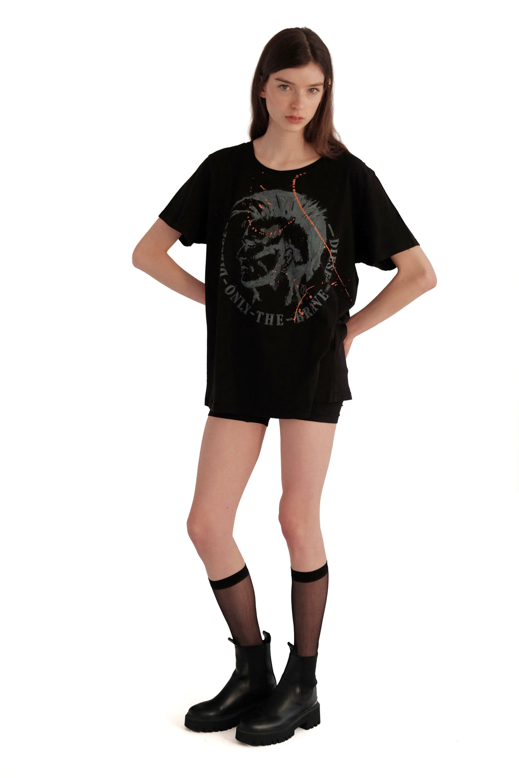 Diesel 'Only The Brave' Mohawk Distressed Graphic T-Shirt