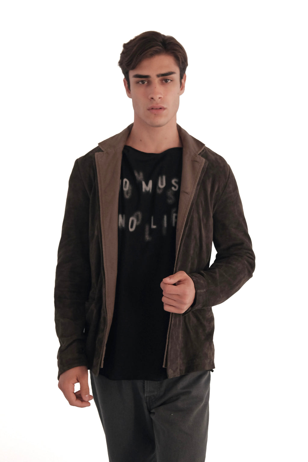 AllSaints Survey Suede Leather Blazer