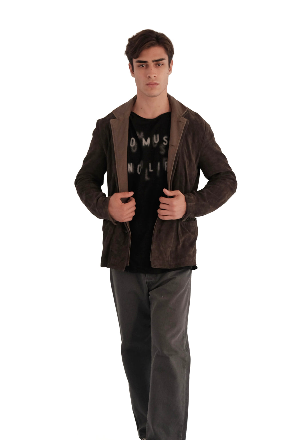 AllSaints Survey Suede Leather Blazer