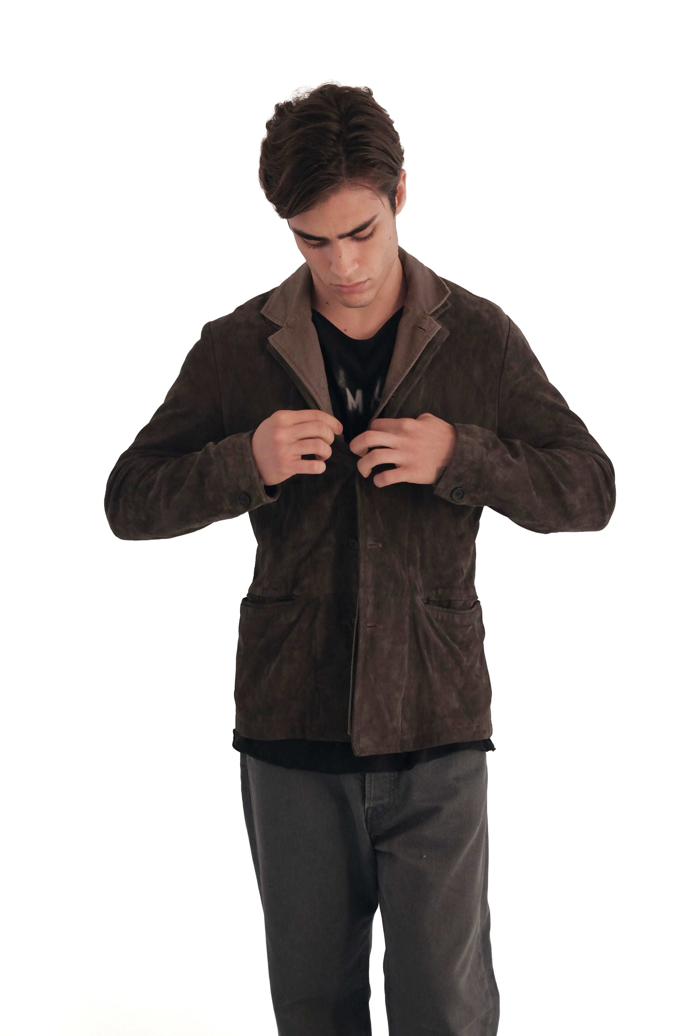 AllSaints Survey Suede Leather Blazer