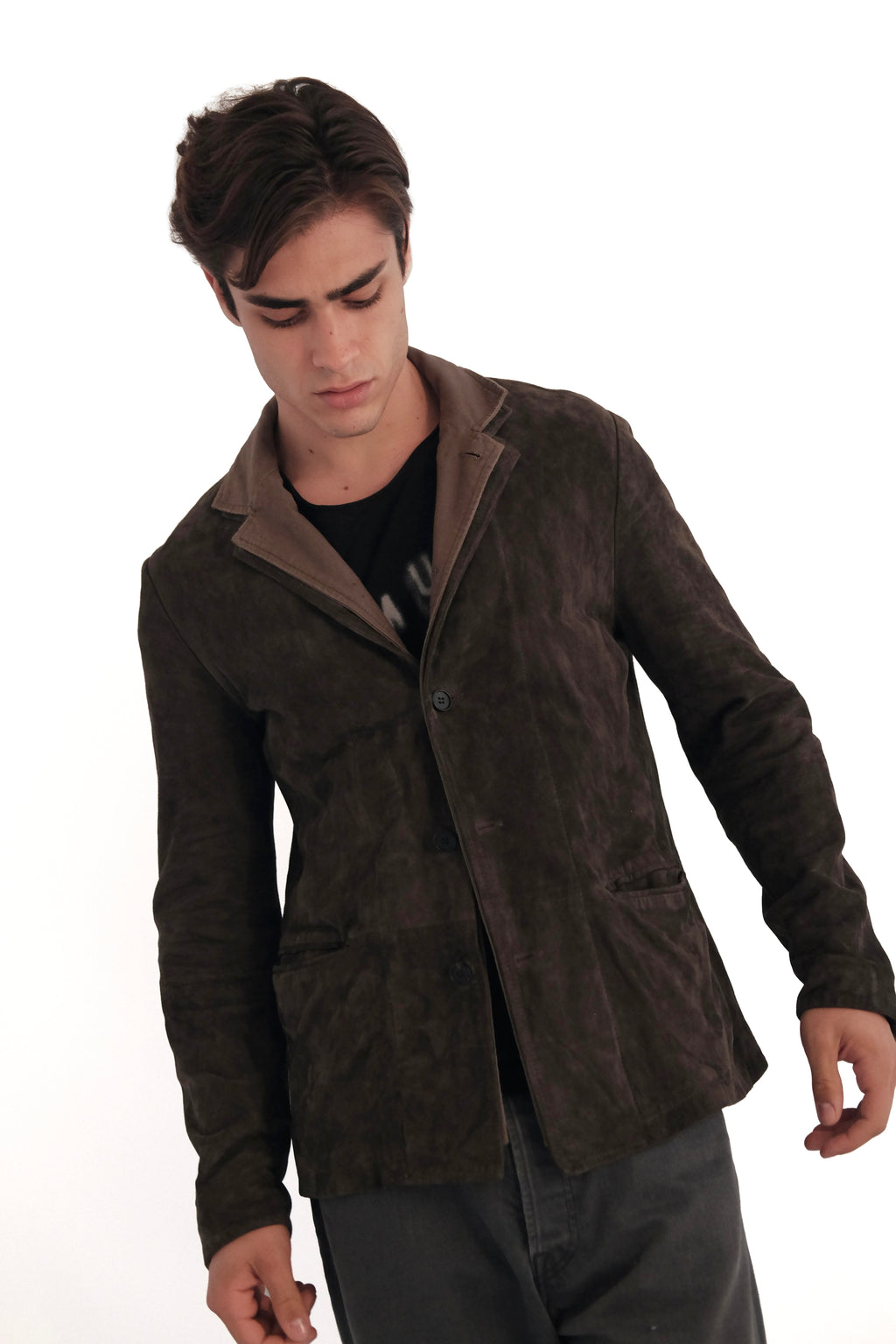 AllSaints Survey Suede Leather Blazer