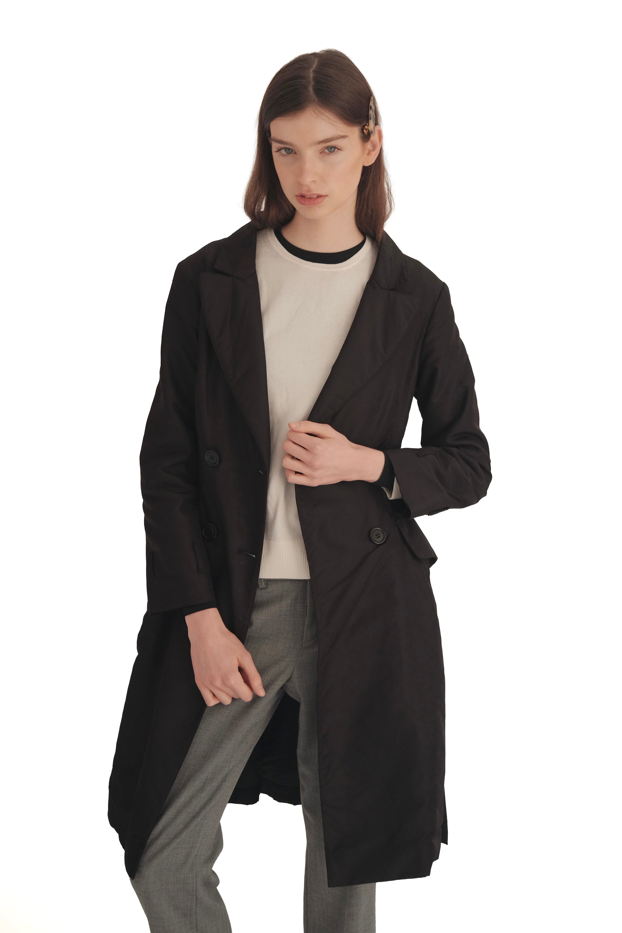 Prada Double-Breasted Nylon Trench Coat