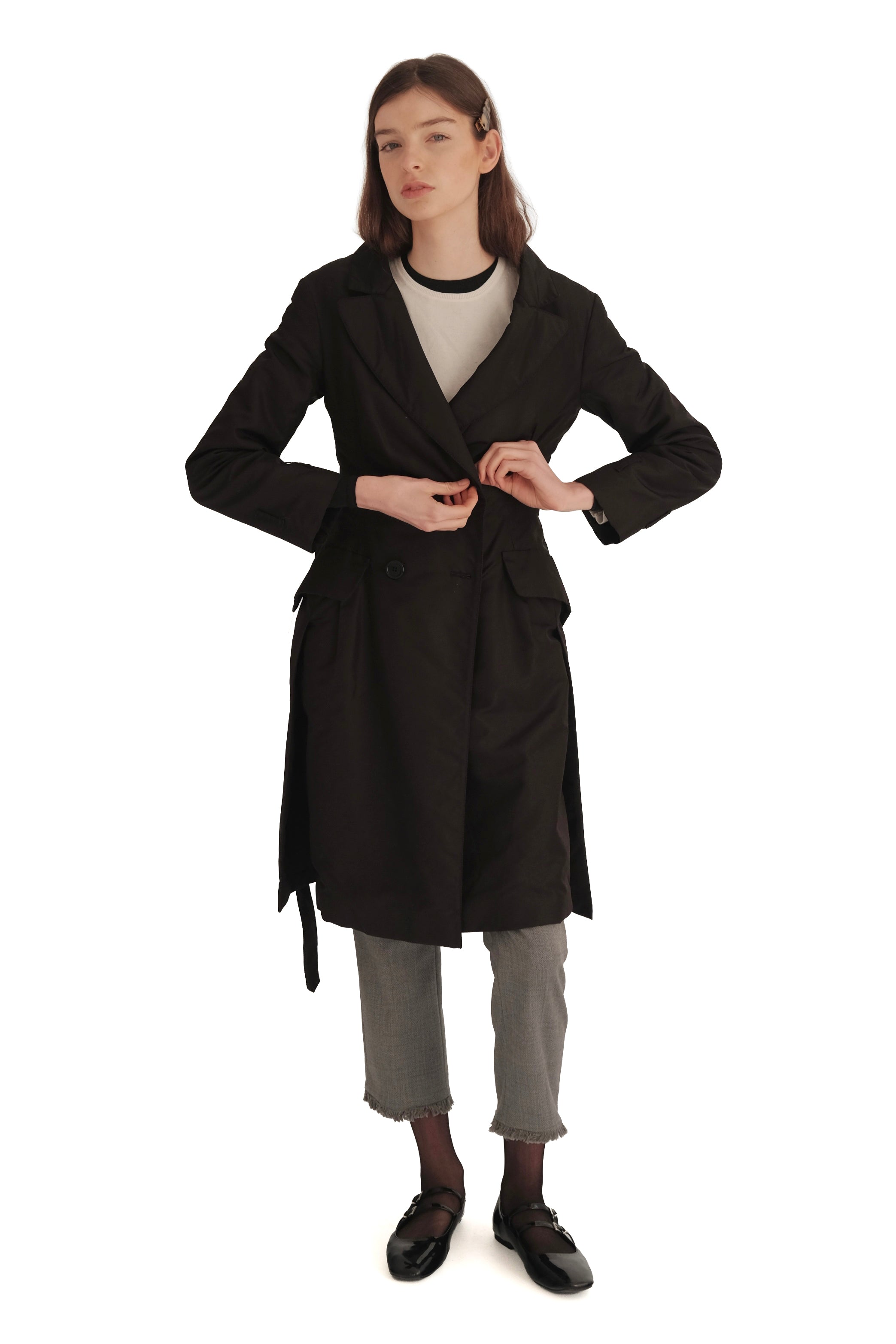 Prada Double-Breasted Nylon Trench Coat
