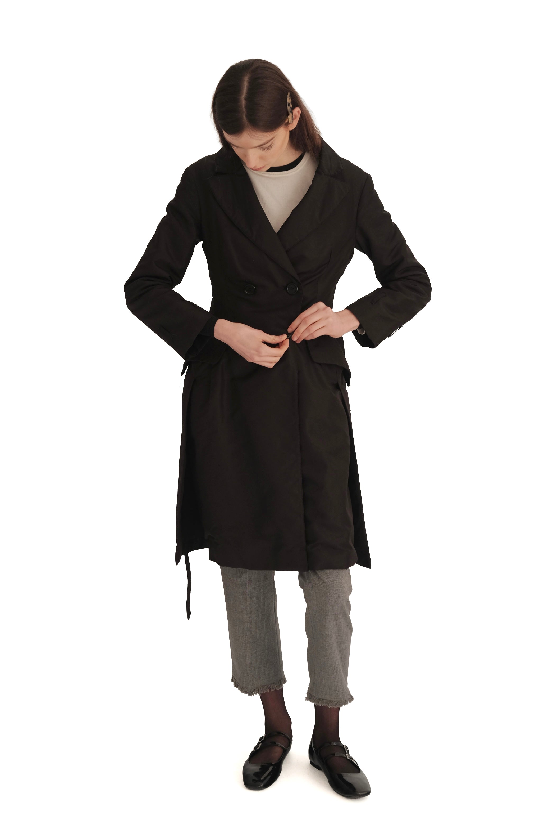 Prada Double-Breasted Nylon Trench Coat