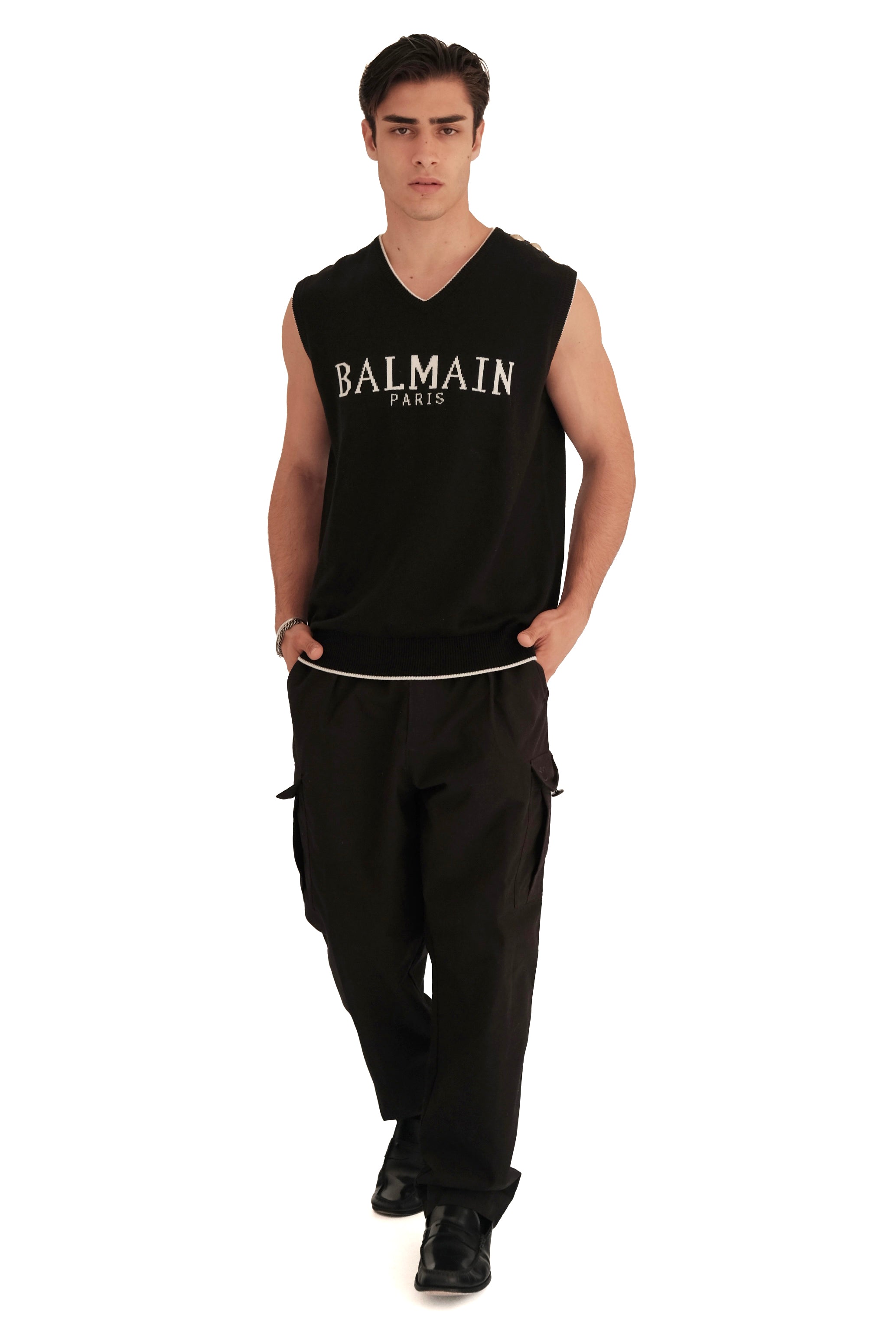 Balmain Paris Logo Knit Vest
