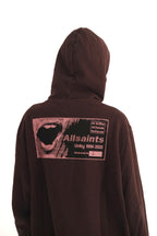 AllSaints Shout Graphic Brown Hoodie