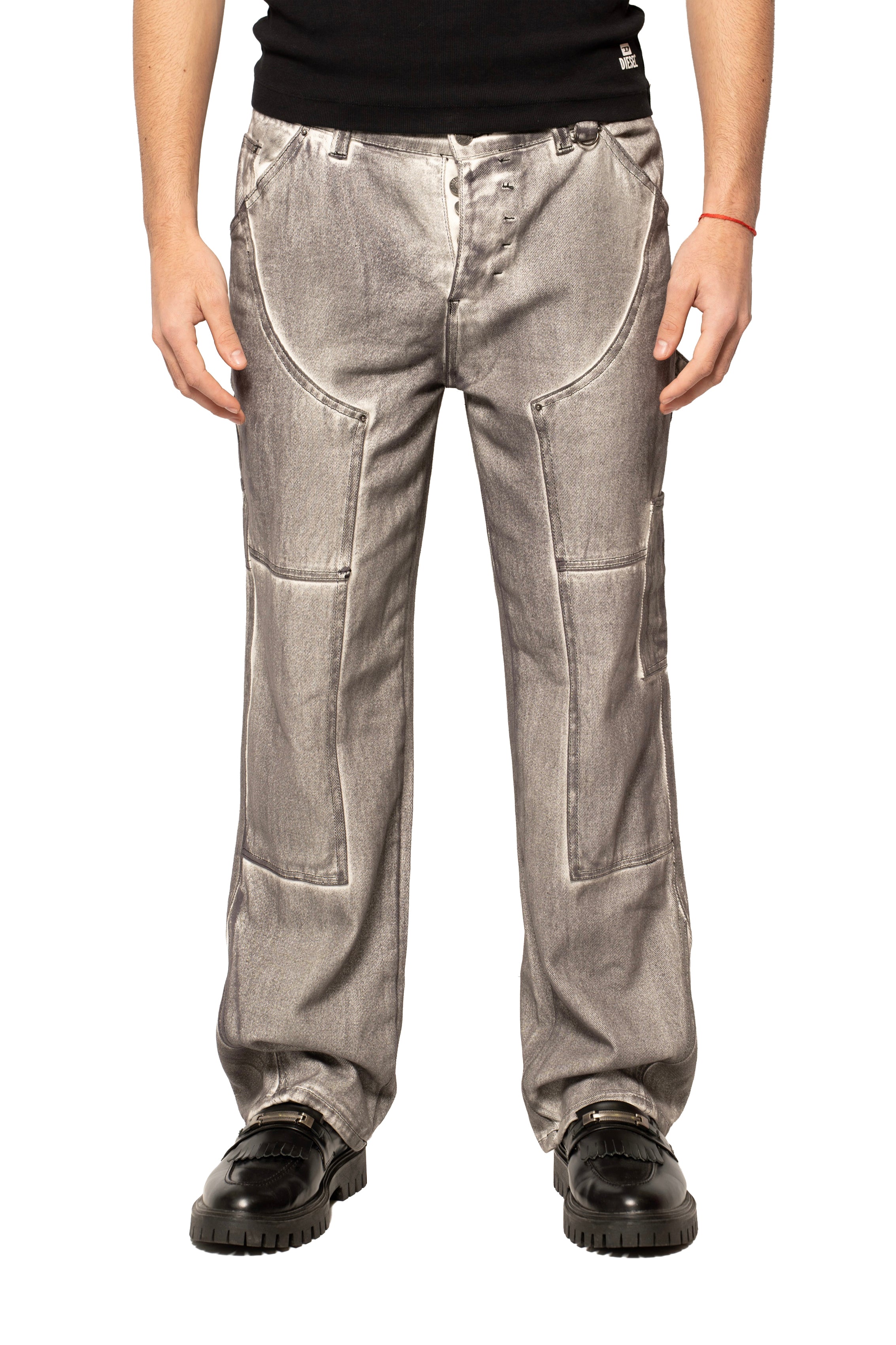 Jaded London Silver Wash Panelled Denim Pant