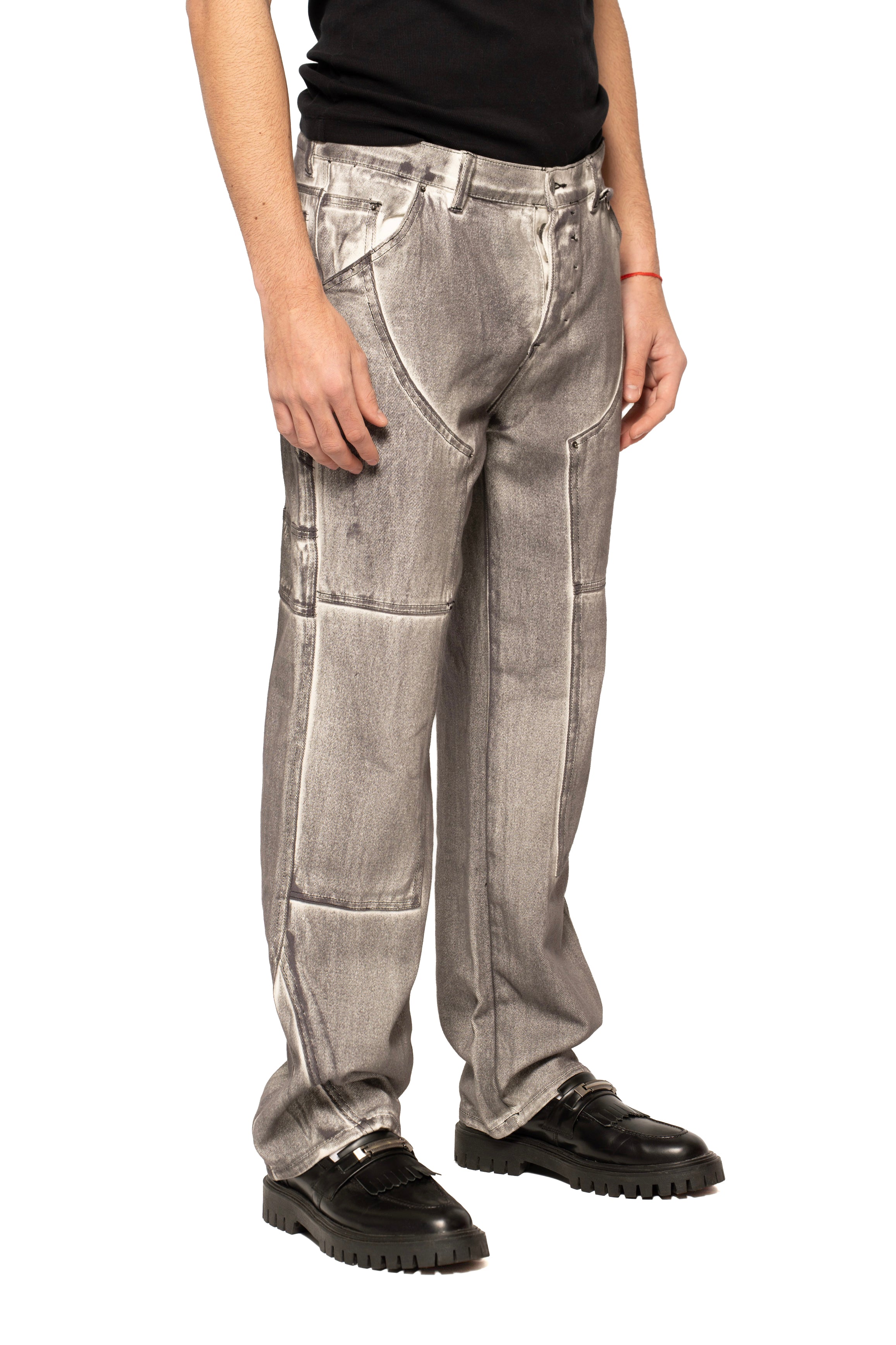 Jaded London Silver Wash Panelled Denim Pant