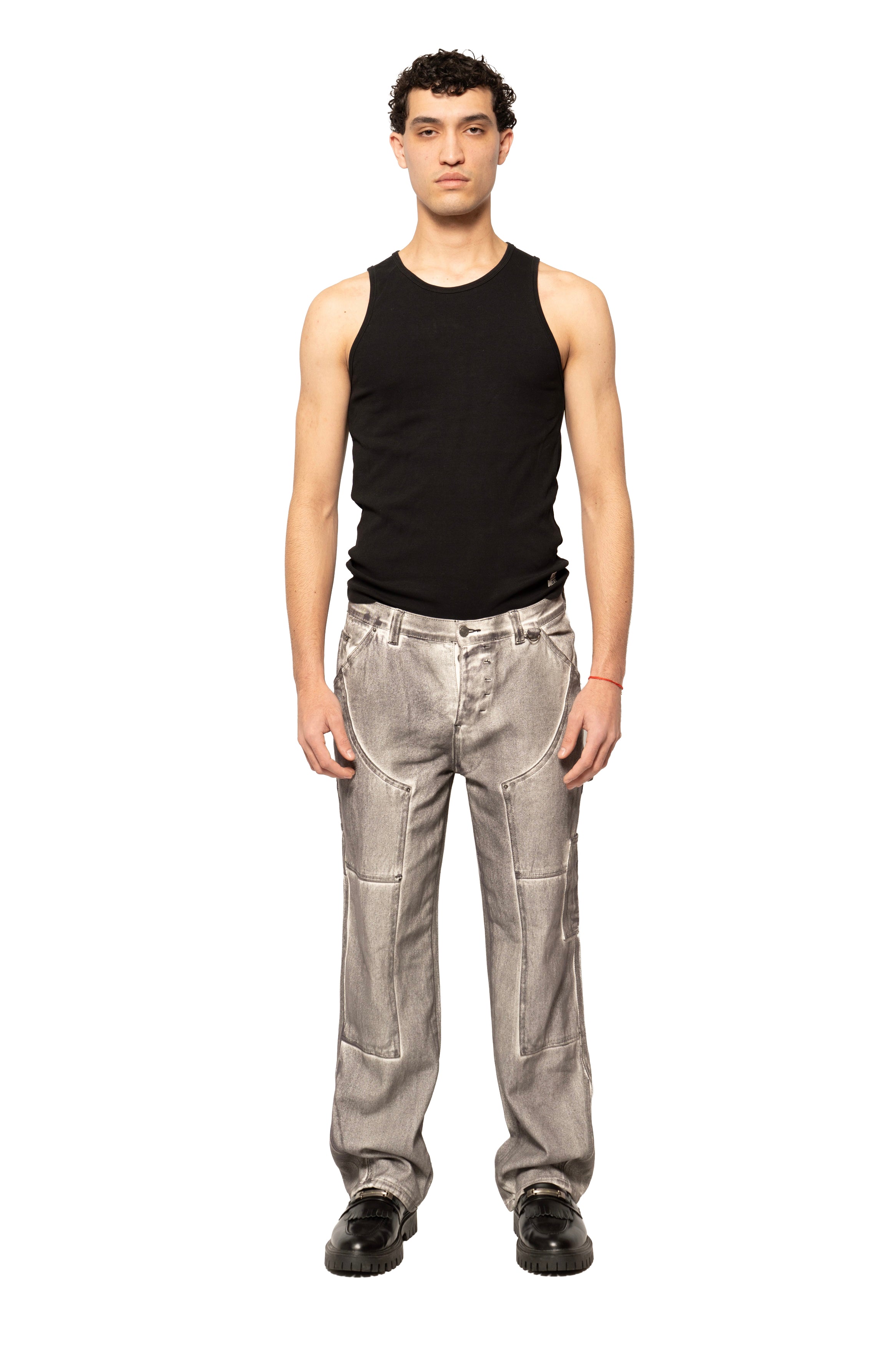 Jaded London Silver Wash Panelled Denim Pant