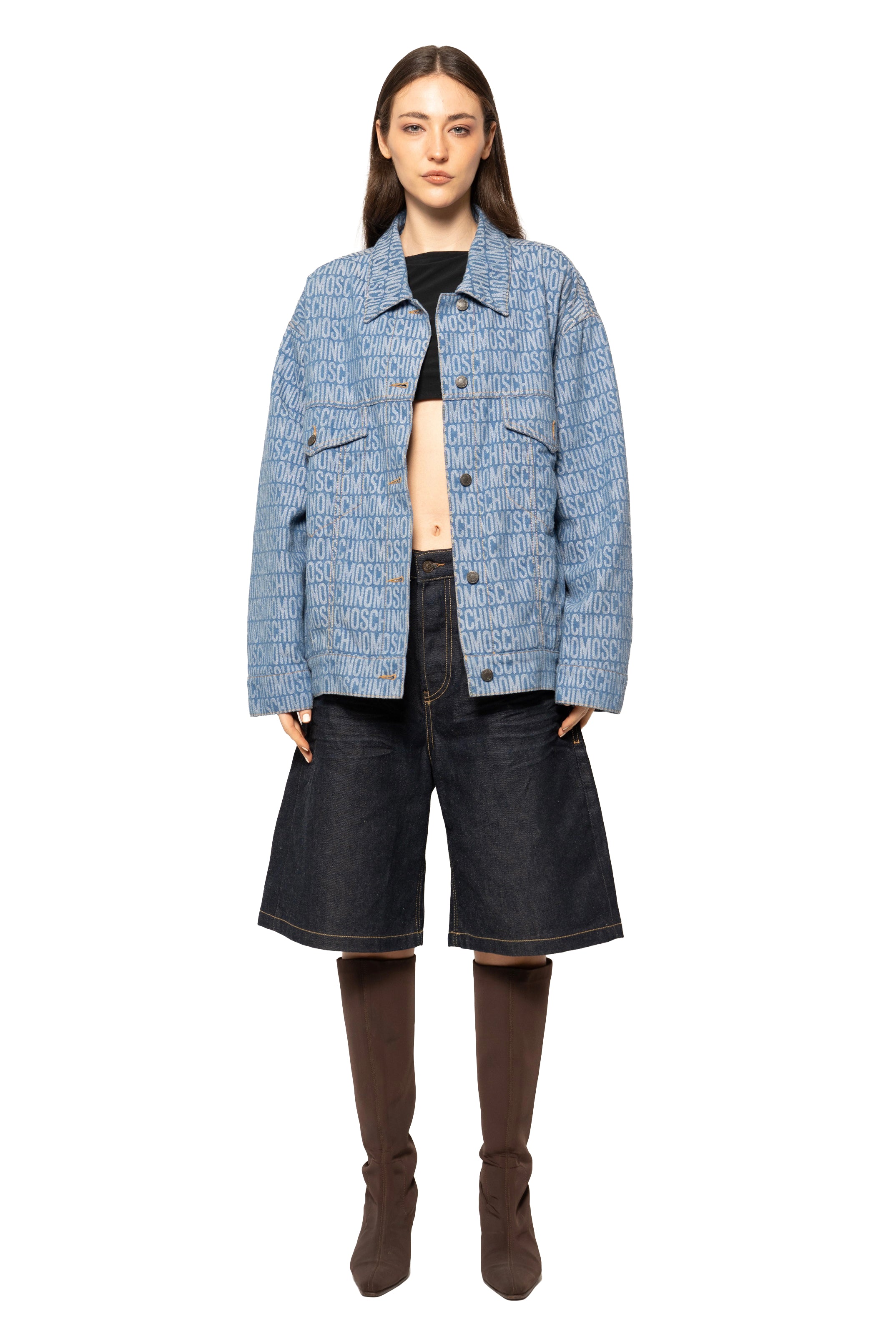 Moschino Monogram-Print Denim Jacket