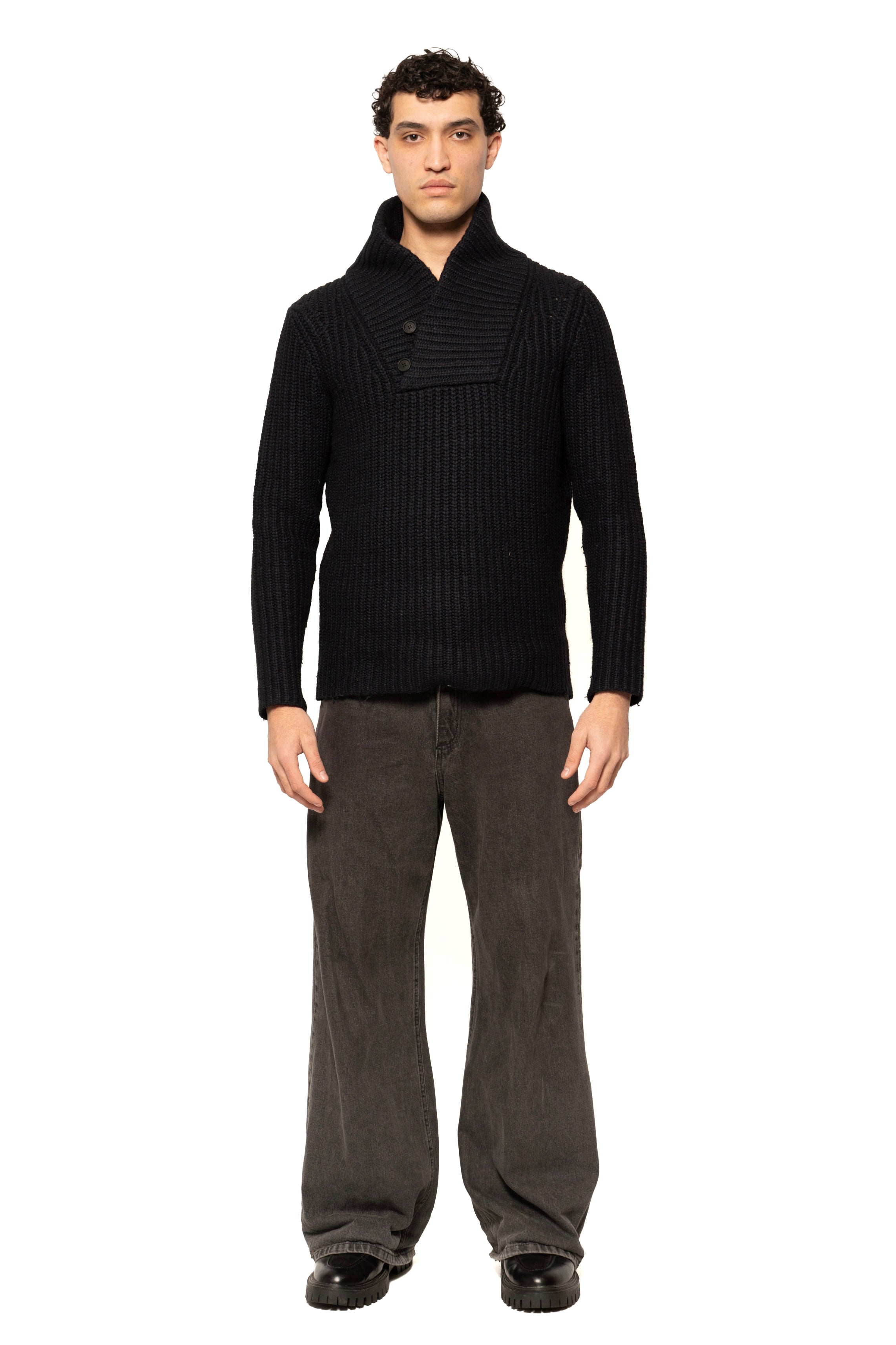Zadig & Voltaire Ribbed Shawl Collar Knit Sweater