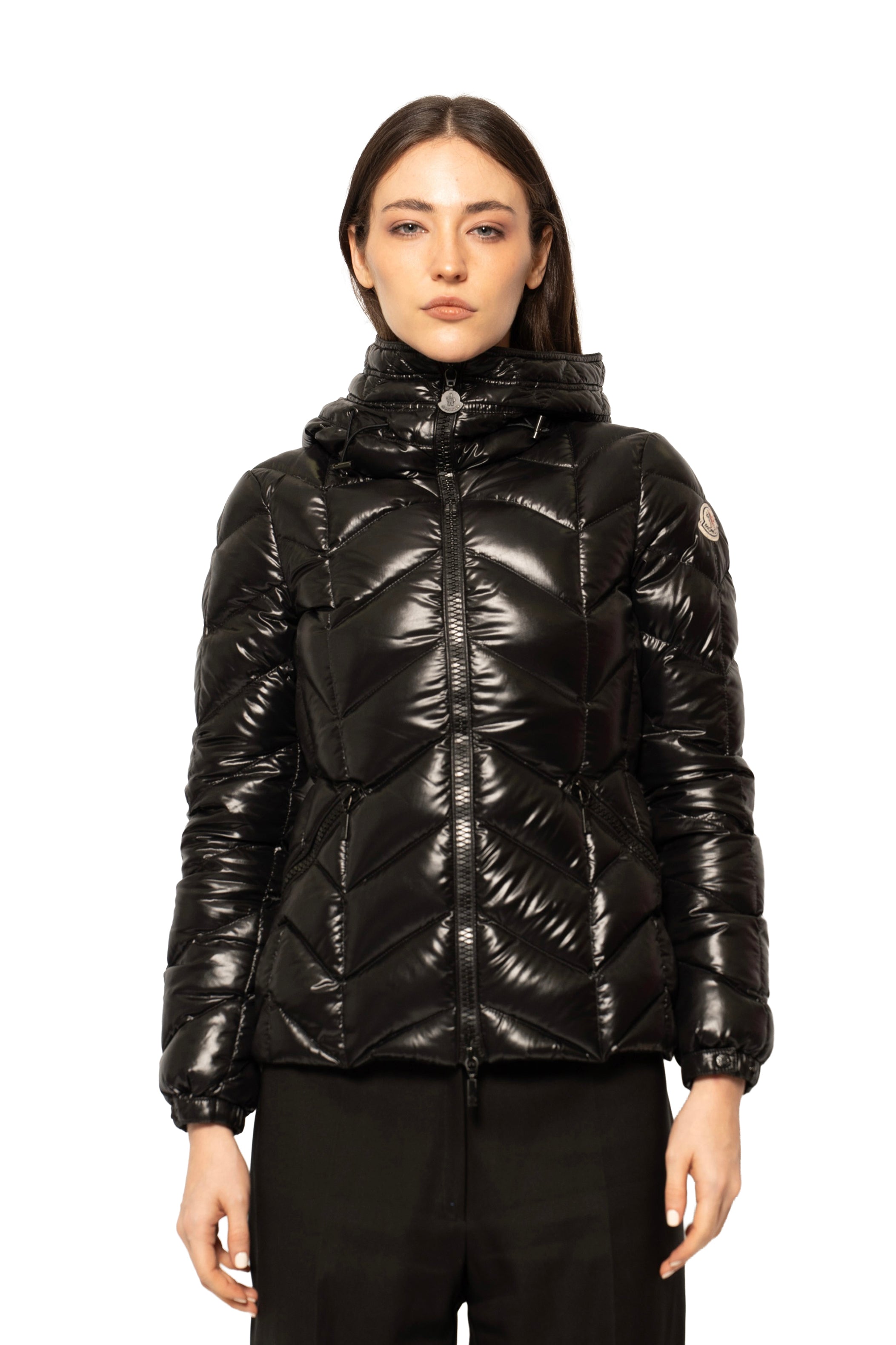 Moncler Chevron-Quilted Hooded Down Jacket