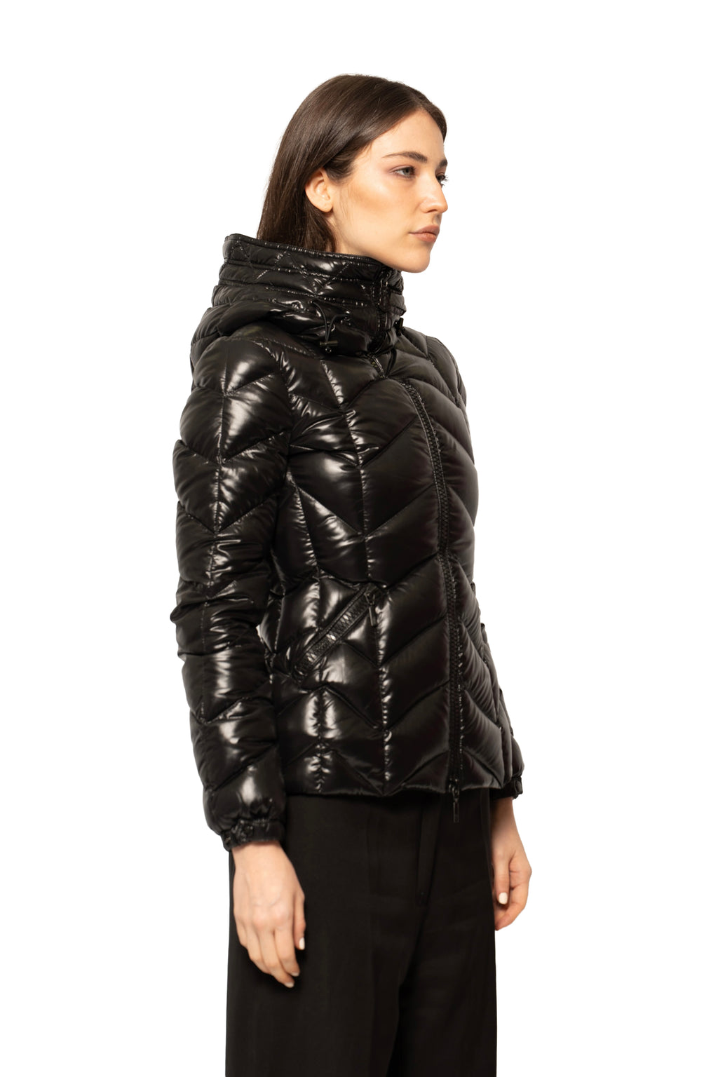 Moncler Chevron-Quilted Hooded Down Jacket