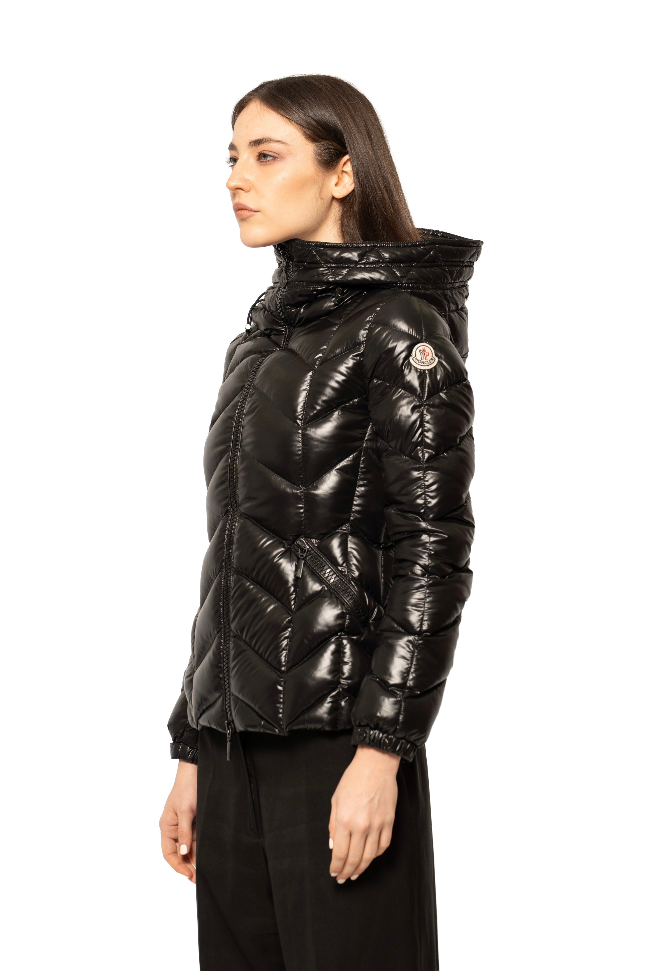 Moncler Chevron-Quilted Hooded Down Jacket
