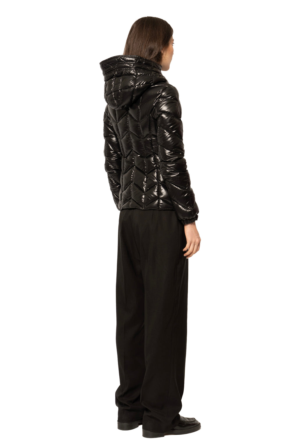 Moncler Chevron-Quilted Hooded Down Jacket