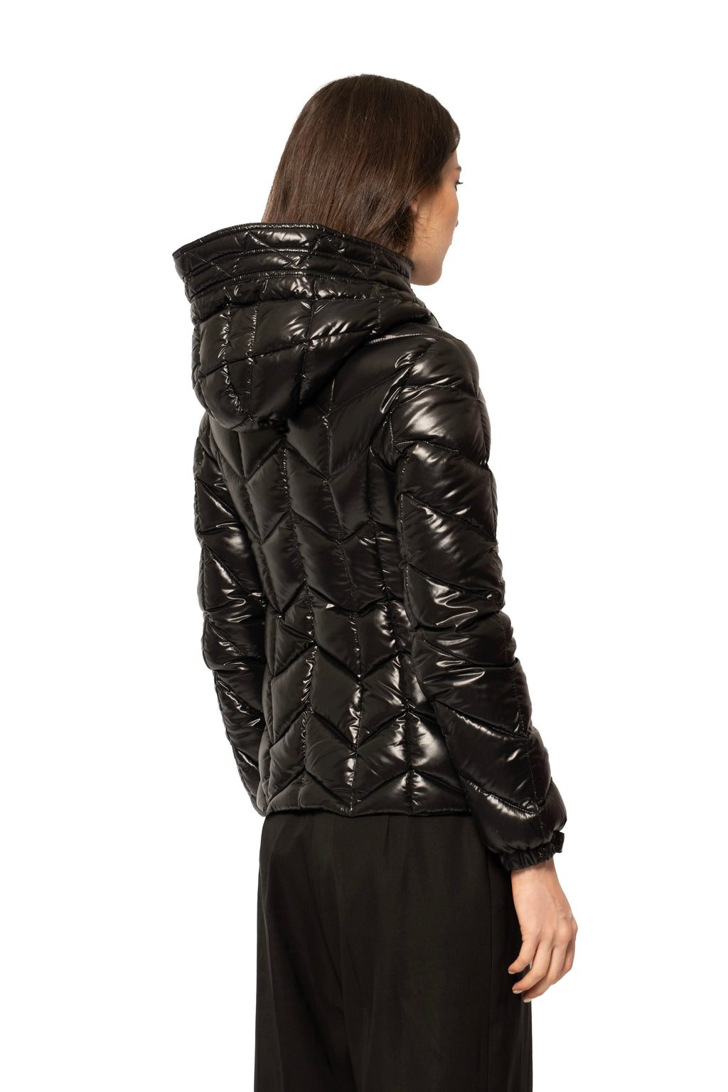 Moncler Chevron-Quilted Hooded Down Jacket