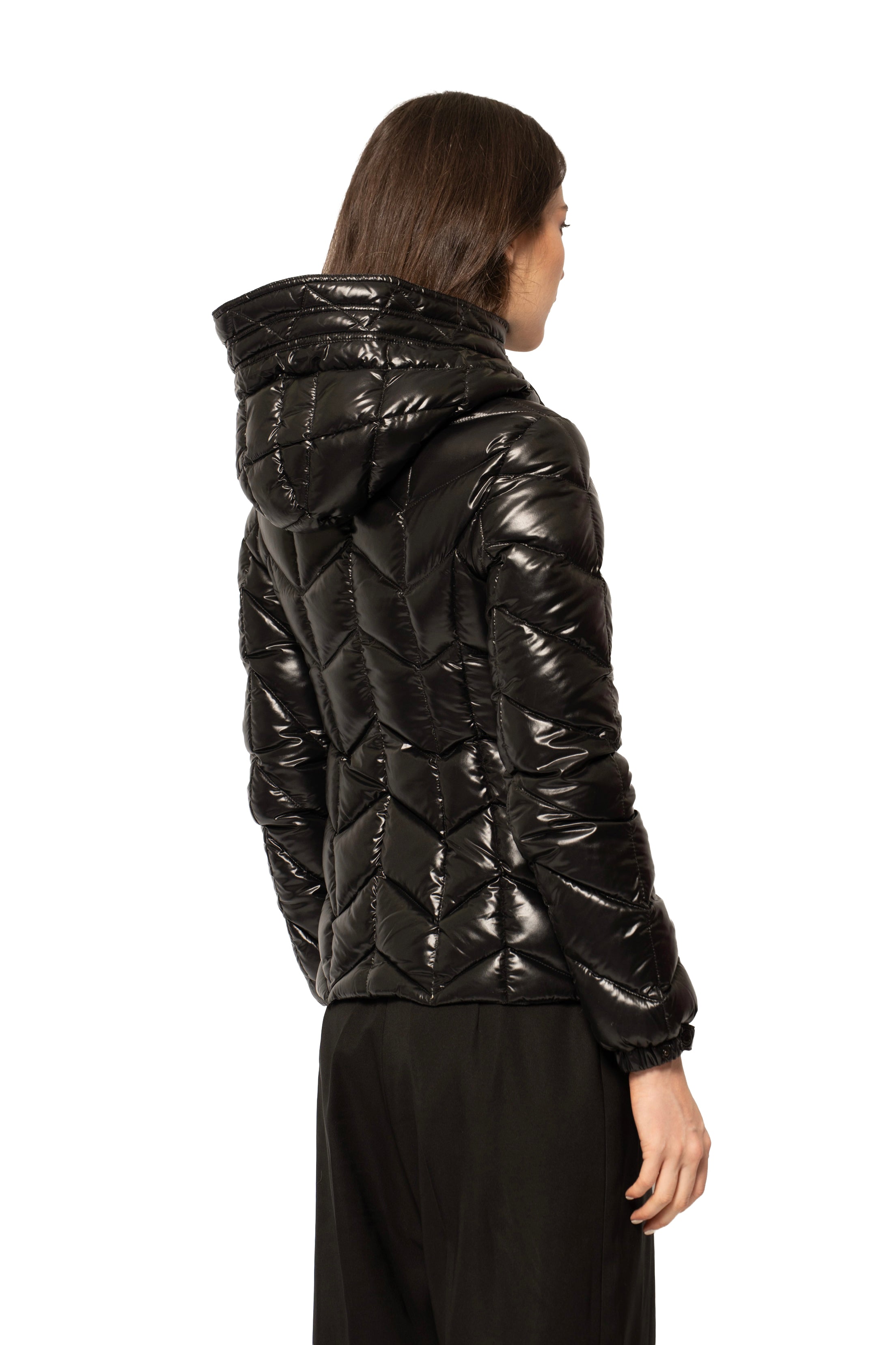 Moncler Chevron-Quilted Hooded Down Jacket