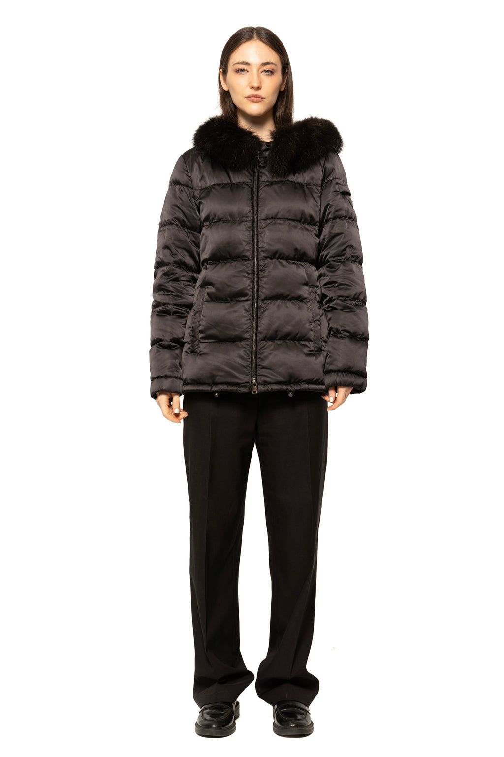 Prada Fur-Trim Sport Hooded Down Jacket